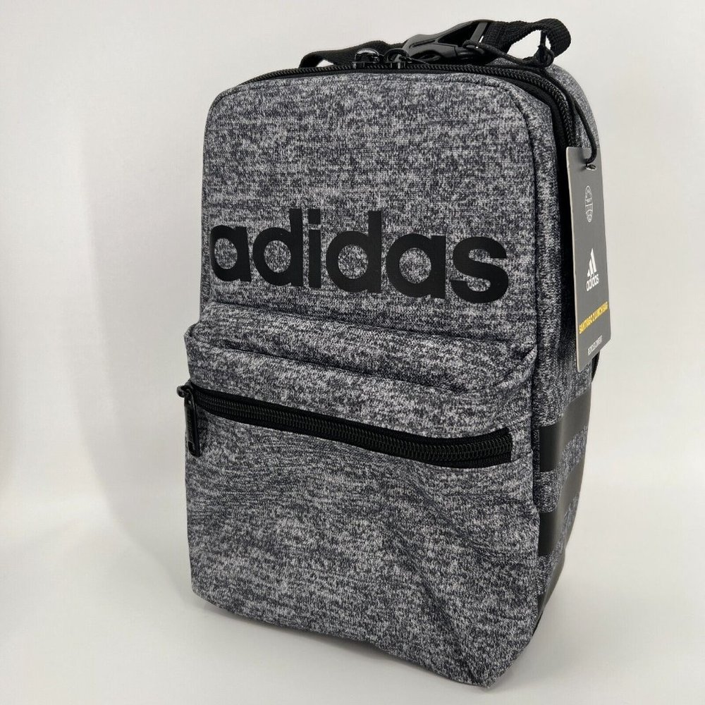 Adidas Santiago 2 Lunch Bag Insulated Top Handle Jersey Onyx Gray Black Boys